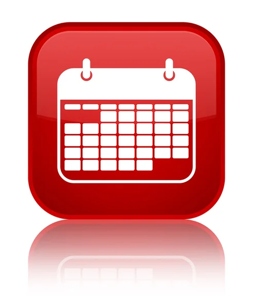 Błyszczący czerwony kwadrat przycisk kalendarza — Zdjęcie stockowe
