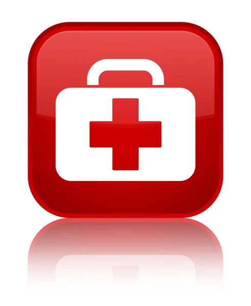 Saco médico ícone brilhante botão quadrado vermelho — Fotografia de Stock