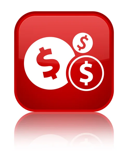 財政 (ドル記号) アイコン光沢のある赤い四角ボタン — ストック写真