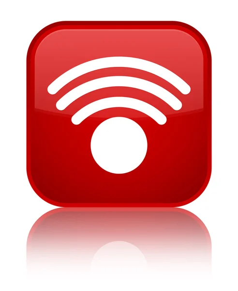 Ícone Wifi brilhante botão quadrado vermelho — Fotografia de Stock