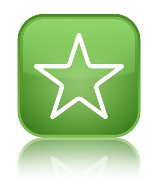 Yıldız simgesi parlak yumuşak yeşil kare düğme