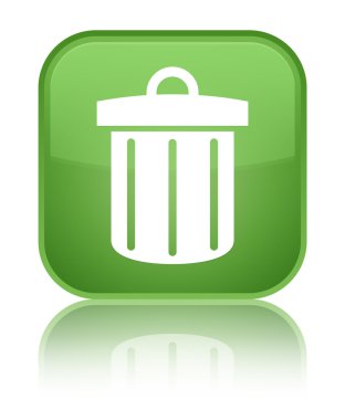 Geri dönüşüm kutusu simgesi parlak yumuşak yeşil kare düğme