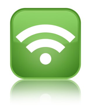 WiFi kutsal kişilerin resmi parlak yumuşak yeşil kare düğme