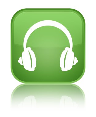 Kulaklık kutsal kişilerin resmi parlak yumuşak yeşil kare düğme