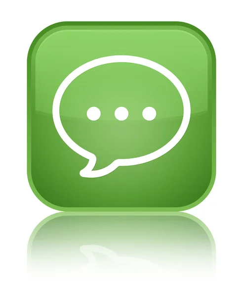 Talk bubble icon shiny soft green square button — Stock Photo, Image