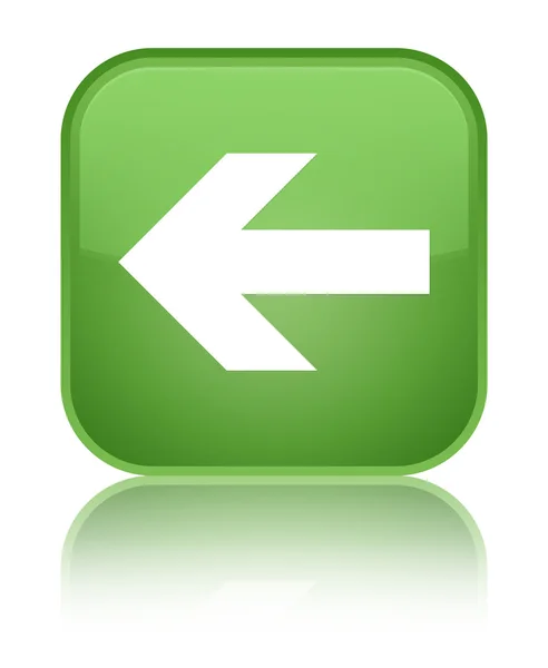 Ícone de seta traseira brilhante botão quadrado verde macio — Fotografia de Stock