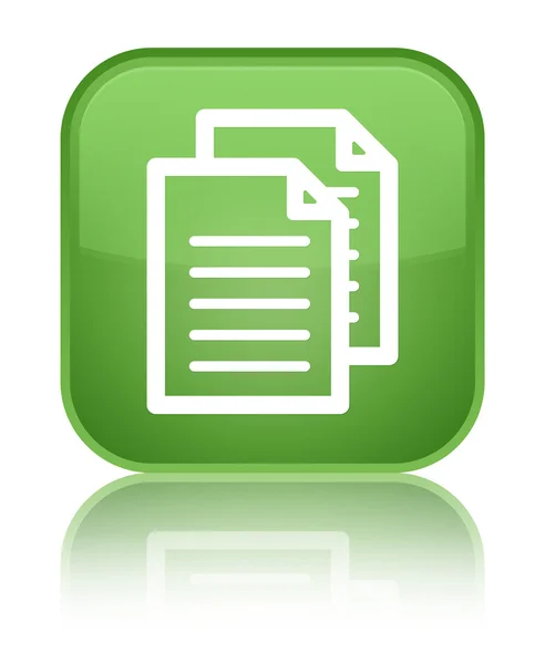Dokumenty ikona błyszczący miękki zielony przycisk kwadrat — Zdjęcie stockowe