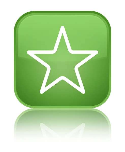 Icône étoile brillant bouton carré vert doux — Photo
