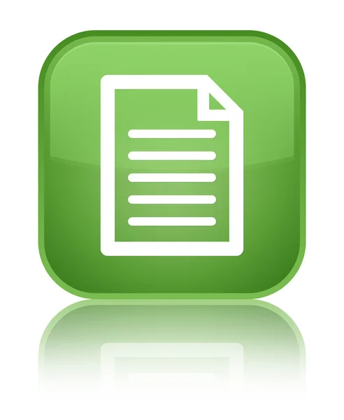 Ícone de página brilhante botão quadrado verde macio — Fotografia de Stock