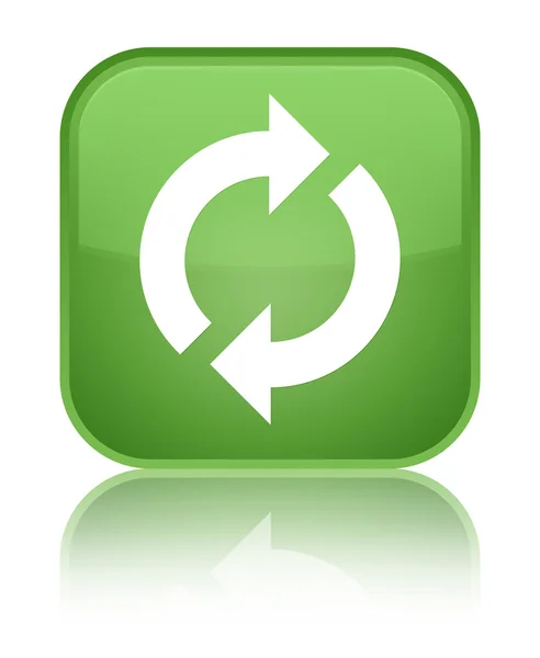 Update icon shiny soft green square button — Stock Photo, Image