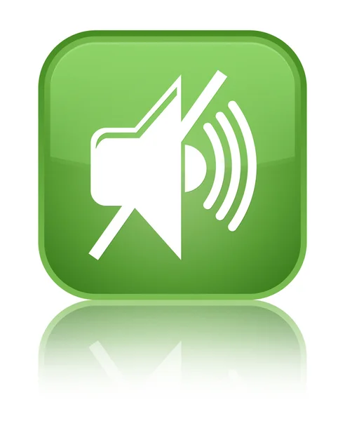 Mute volume icon shiny soft green square button — Stock Photo, Image