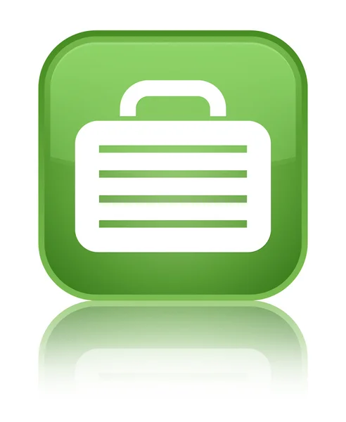 Väska-ikonen glänsande mjuka gröna fyrkantiga knappen — Stockfoto