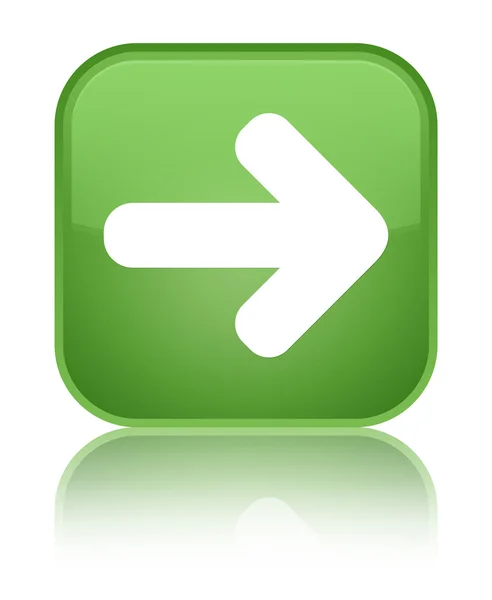 다음 화살표 아이콘 빛나는 부드러운 녹색 사각형 버튼 — 스톡 사진