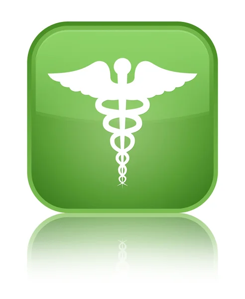 Медична ікона блискуча м'яка зелена квадратна кнопка — стокове фото