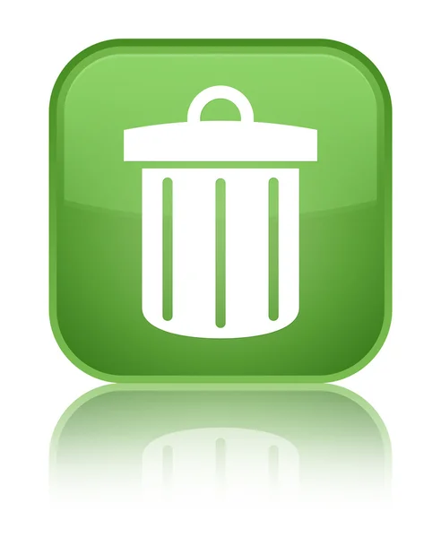 Recycle bin icon shiny soft green square button — Stock Photo, Image