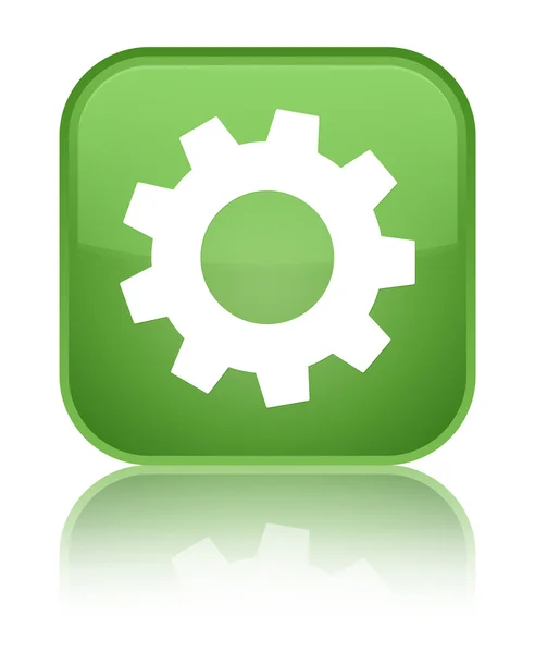 Proces ikona błyszczący miękki zielony przycisk kwadrat — Zdjęcie stockowe