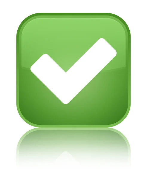 아이콘 빛나는 부드러운 녹색 사각형 버튼 확인 — 스톡 사진