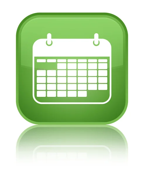 Calendar icon shiny soft green square button — Stock Photo, Image