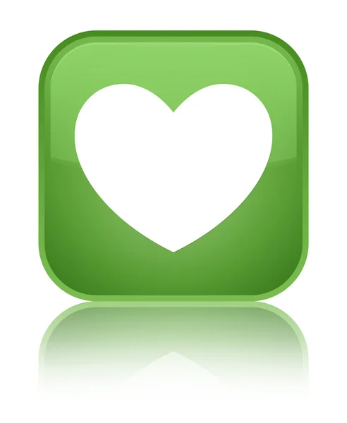 Heart icon shiny soft green square button — Stock Photo, Image