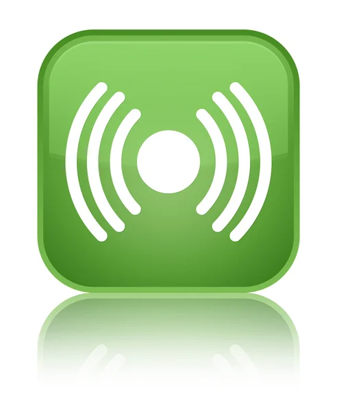 Network signal icon shiny soft green square button — Stock Photo, Image