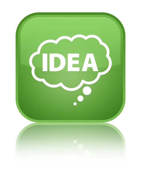 Ícone de bolha Idea brilhante botão quadrado verde suave — Fotografia de Stock