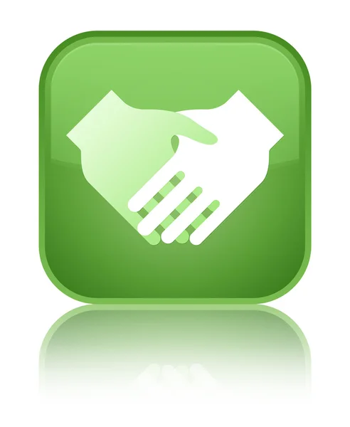 Handdruk speciale zachte groene vierkante knoop van het pictogram — Stockfoto