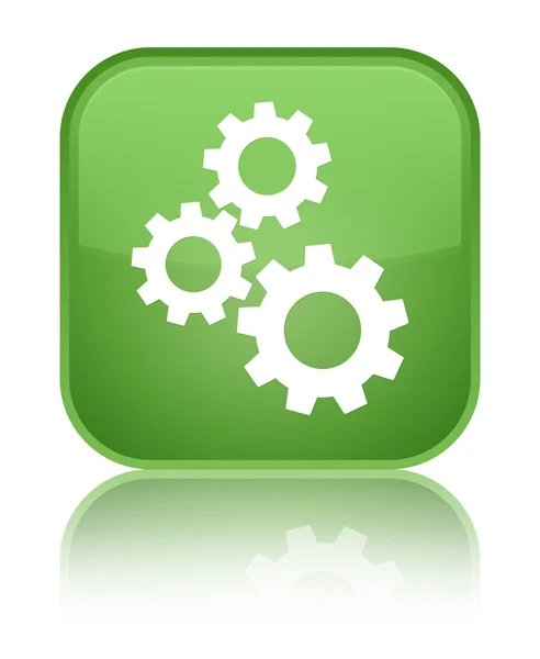 Getriebe Symbol glänzend weich grüne quadratische Taste — Stockfoto