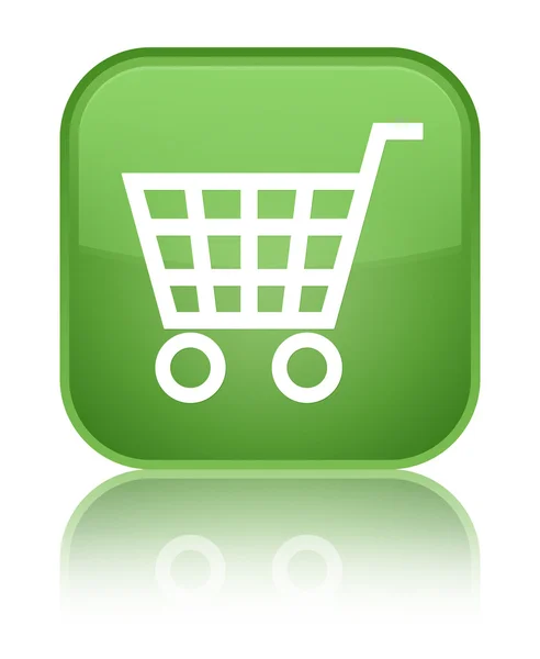 Icona e-commerce lucido pulsante quadrato verde morbido — Foto Stock