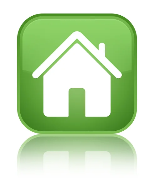 Home icon shiny soft green square button — Stock Photo, Image