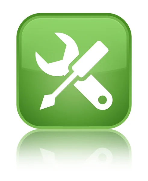 Nastavení ikony lesklý měkký zelený čtvercové tlačítko — Stock fotografie