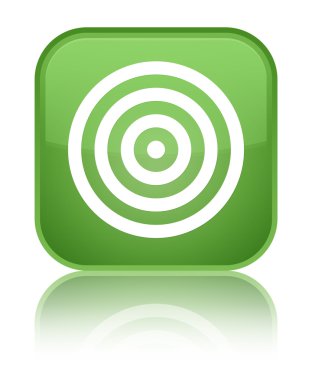Hedef simgesi parlak yumuşak yeşil kare düğme