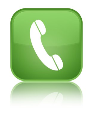 Telefon kutsal kişilerin resmi parlak yumuşak yeşil kare düğme