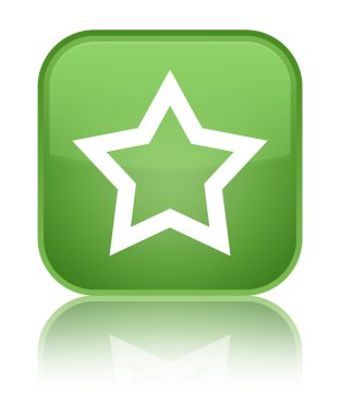 Yıldız simgesi parlak yumuşak yeşil kare düğme