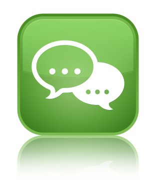 Konuşma balonu kutsal kişilerin resmi parlak yumuşak yeşil kare düğme