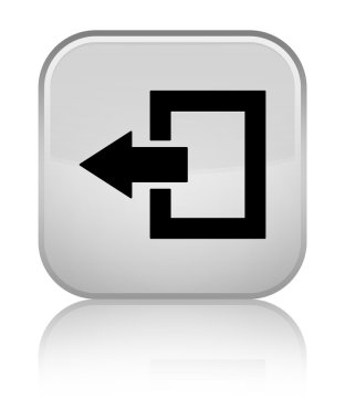 Oturum kapatma simgesi parlak beyaz kare düğme