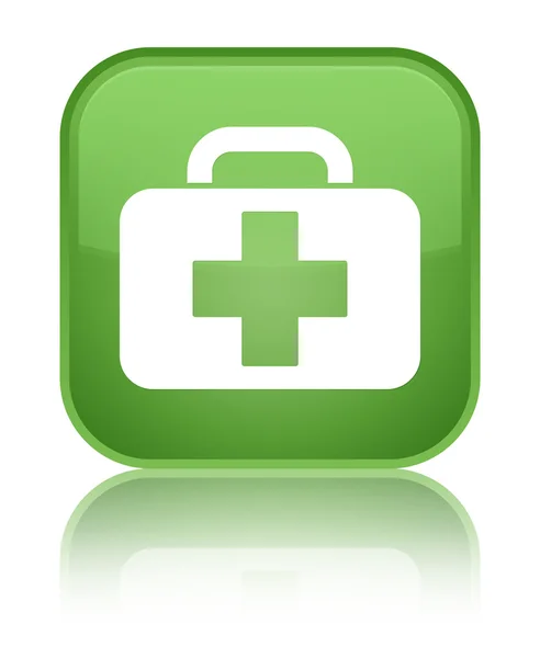 Medical bag icon shiny soft green square button — Stock Photo, Image
