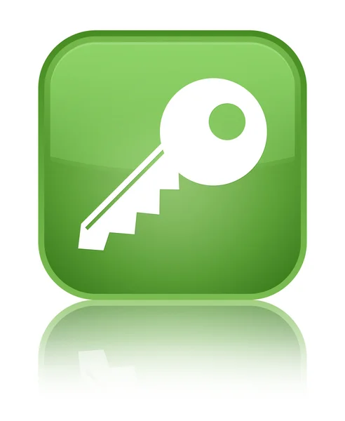 Ícone chave brilhante botão quadrado verde macio — Fotografia de Stock