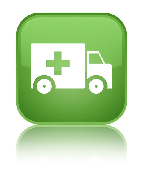 Ambulance icon shiny soft green square button — Stock Photo, Image