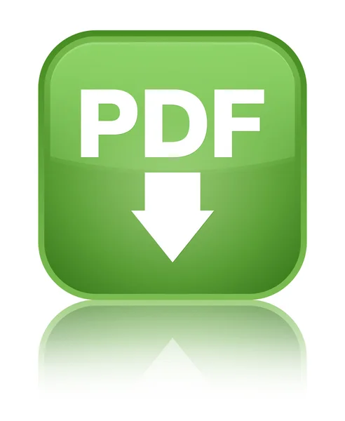 Ícone de download PDF brilhante botão quadrado verde suave — Fotografia de Stock