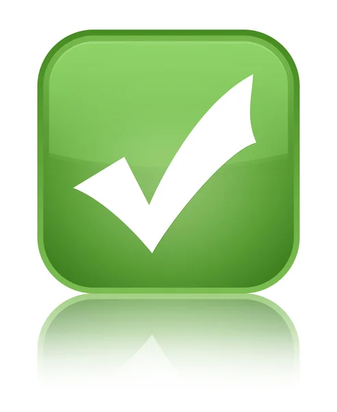 Validation icon shiny soft green square button — Stock Photo, Image