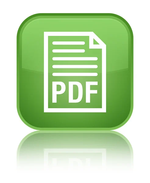 Ícone de documento PDF brilhante botão quadrado verde suave — Fotografia de Stock