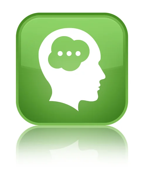 Mózg głowa ikona błyszczący miękki zielony przycisk kwadrat — Zdjęcie stockowe