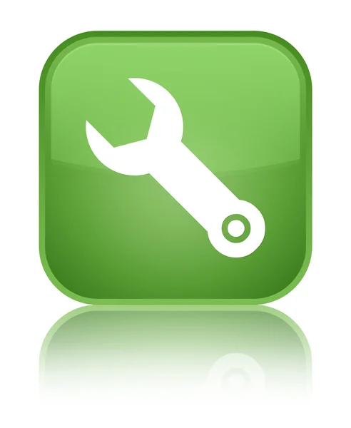 Schraubenschlüssel Symbol glänzend weich grünen quadratischen Knopf — Stockfoto