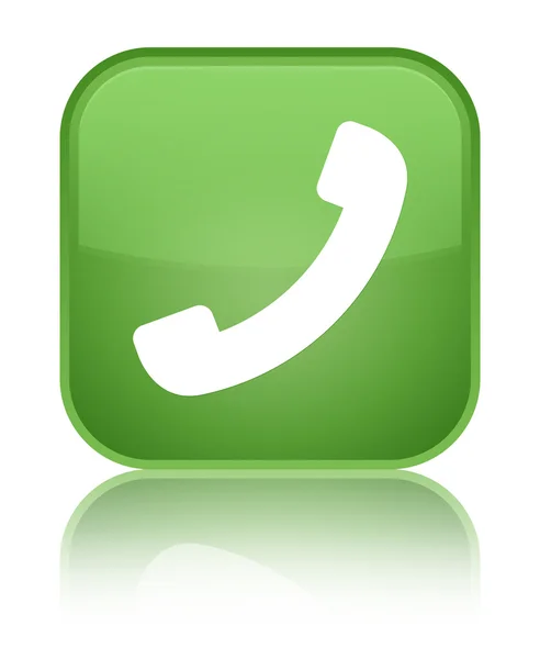 电话图标闪亮软绿色方形按钮 — 图库照片
