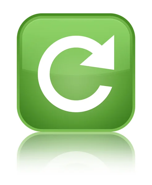 Reply rotate icon shiny soft green square button — Stock Photo, Image