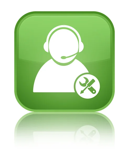 Tech support icon shiny soft green square button — Stock Photo, Image