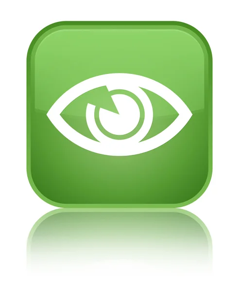 डोळा चिन्ह चमकदार मऊ हिरव्या चौरस बटण — स्टॉक फोटो, इमेज
