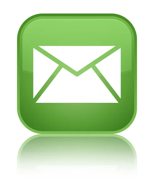 Ícone de e-mail brilhante botão quadrado verde suave — Fotografia de Stock