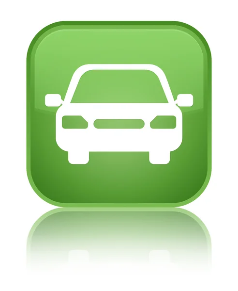 Ícone do carro brilhante botão quadrado verde macio — Fotografia de Stock