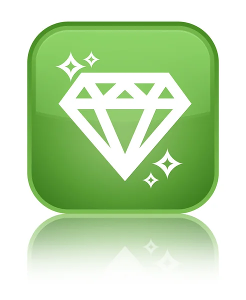 Icono de diamante brillante botón cuadrado verde suave — Foto de Stock